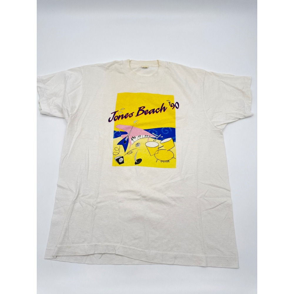 Vintage Jones Beach 90 Graphic T-Shirt XL Single Stitch White Souvenir 1990